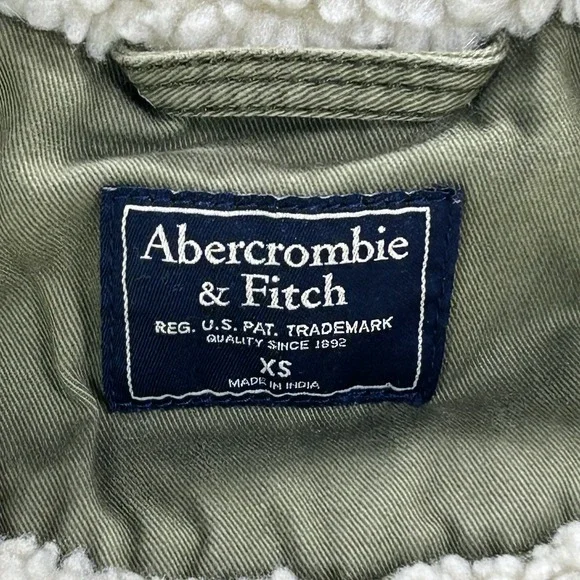 VTG Abercrombie & Fitch Jacket Mens XS Green Military Army Field Coat Lined Hood